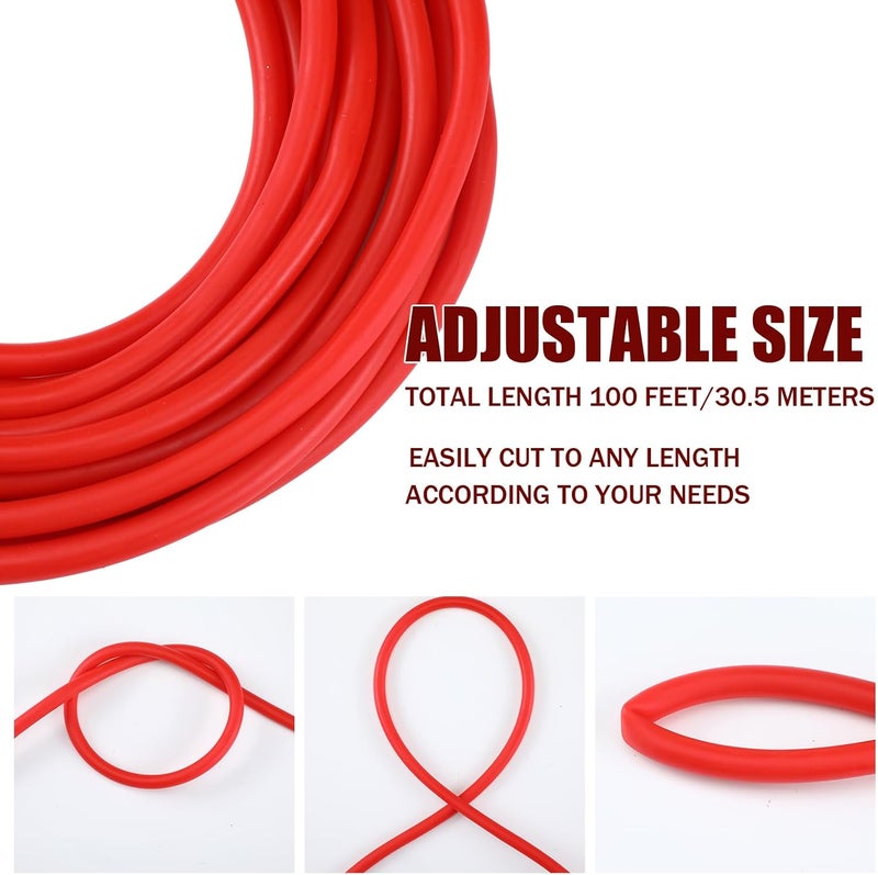 Frienda 100 ft Latex Rubber Tubing 3/8 Inch Od 1/4 Inch ID Surgical Slingshot Bands Rubber Medical Sling Band Fitness Hose Tubing(Red) - Image 5